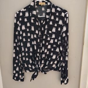 Love Notes Cat Print Blouse